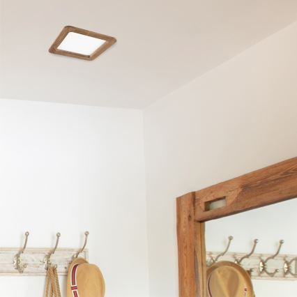 LED infälld belysning WOODY SPOT LED/17W/230V 3000K valnöt 18,5x18,5 cm