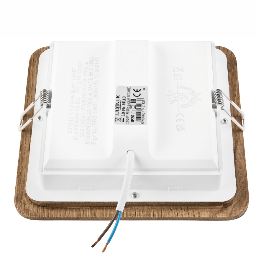 LED infälld belysning WOODY SPOT LED/17W/230V 3000K valnöt 18,5x18,5 cm