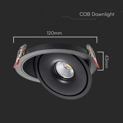 LED infälld spotlight LED/12W/230V 3000/4000/6400K Ø 12 cm svart