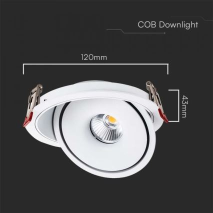 LED infälld spotlight LED/12W/230V 3000/4000/6400K Ø 12 cm vit