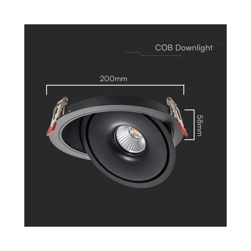 LED infälld spotlight LED/28W/230V 3000/4000/6400K Ø 20 cm svart