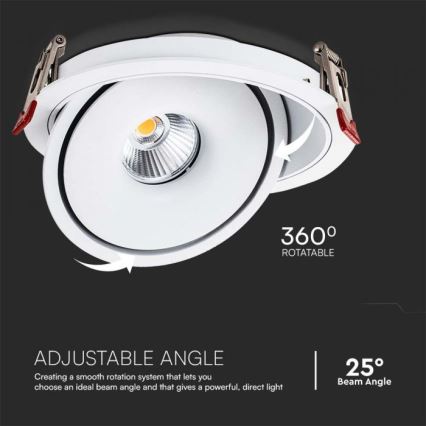 LED infälld spotlight LED/28W/230V 3000/4000/6400K Ø 20 cm vit