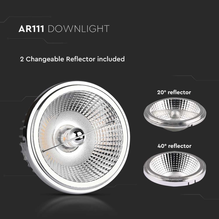 LED Infälld spotlight LED/20W/230V 6400K 40°/20° diameter 11 cm skinande krom
