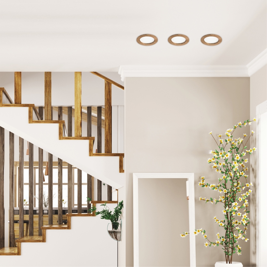 LED infälld takspot WOODY SPOT LED/12,5W/230V 3000K valnöt Ø 16 cm