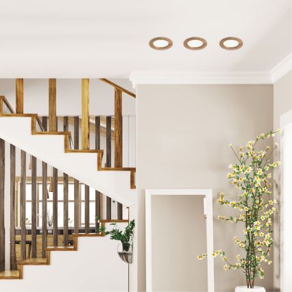 LED infälld taklampa WOODY SPOT LED/12,5W/230V 4000K valnöt Ø 16 cm