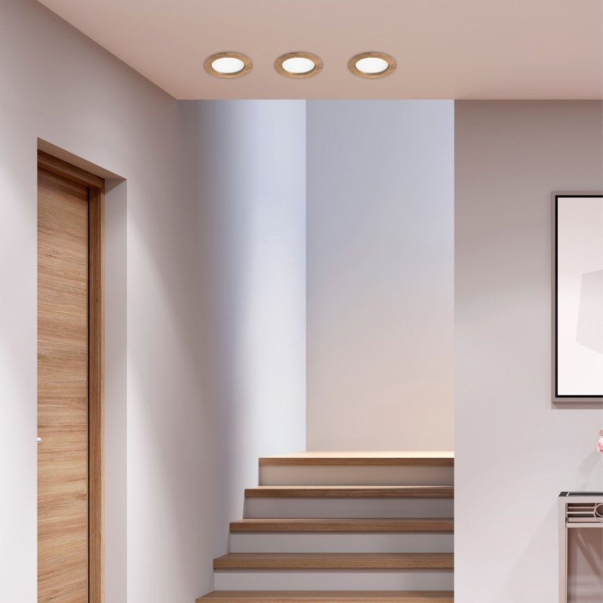 LED infälld taklampa WOODY SPOT LED/12,5W/230V 4000K valnöt Ø 16 cm