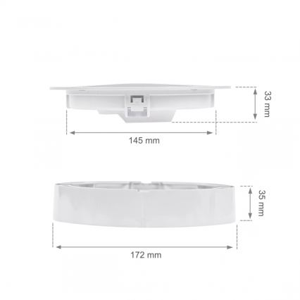 LED-infälld takarmatur ALGINE 2 i 1, 12 W, 230 V, 4000 K, vit