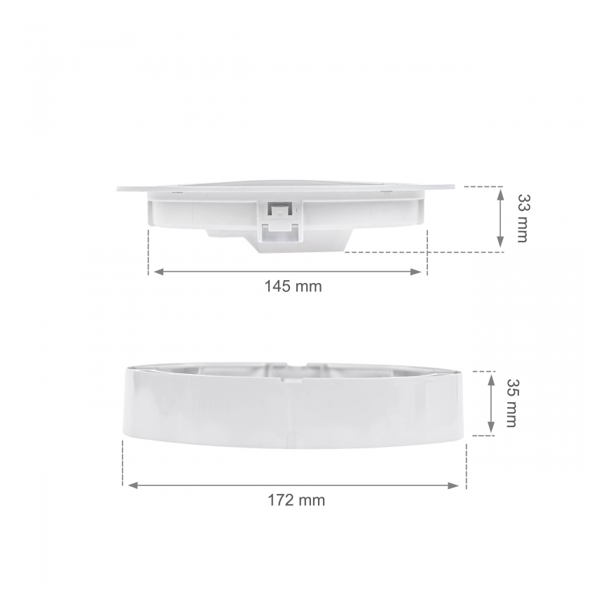 LED-infälld takarmatur ALGINE 2 i 1, 12 W, 230 V, 4000 K, vit