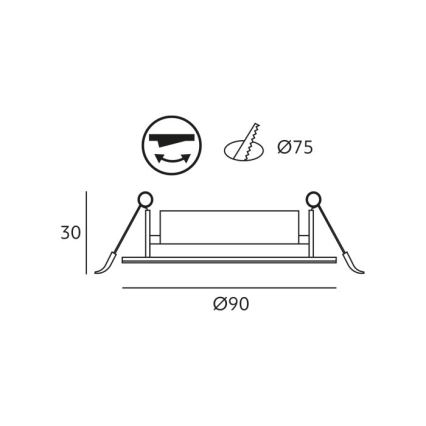 LED infälld takarmatur BRINO LED/3/5/7W/230V 3000/4000/6500K svart
