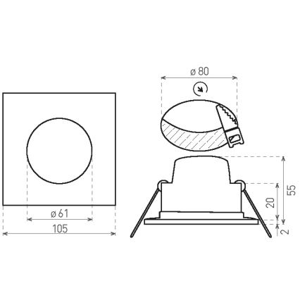 LED infälld badrumsarmatur BONO LED/8W/230V 4000K IP65 matt krom