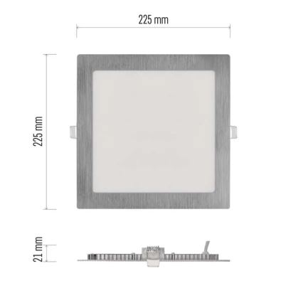 LED infälld takarmatur NEXXO LED/18W/230V 3000/3500/4000K silverfärgad 22,5x22,5 cm