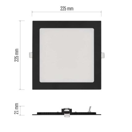 LED infälld takarmatur NEXXO LED/18W/230V 3000/3500/4000K svart 22,5 x 22,5 cm