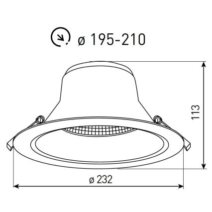 LED infälld badrumsarmatur NYON LED/26W/230V 3000/4000/5700K Ø 23,2 cm IP44 vit