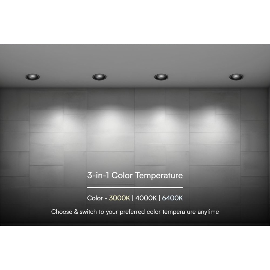 LED infälld taklampa LED/24W/230V 3000/4000/6400K Ø 13,5 cm svart