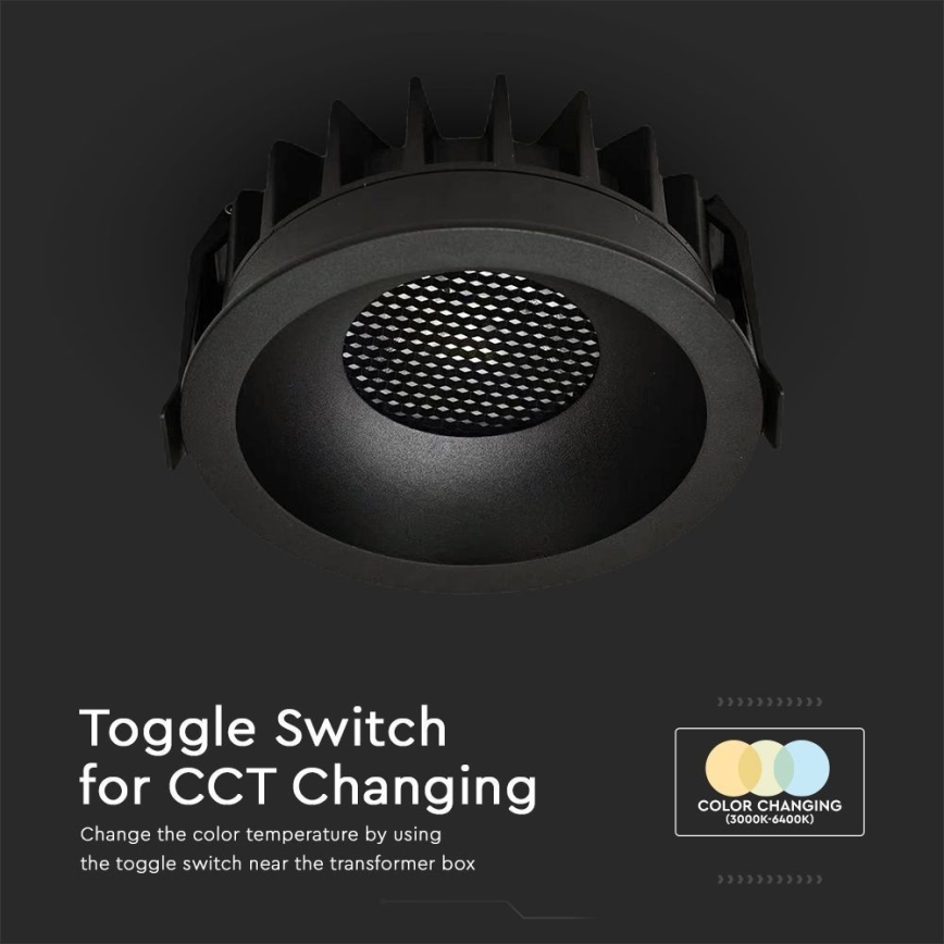 LED infälld taklampa LED/24W/230V 3000/4000/6400K Ø 13,5 cm svart