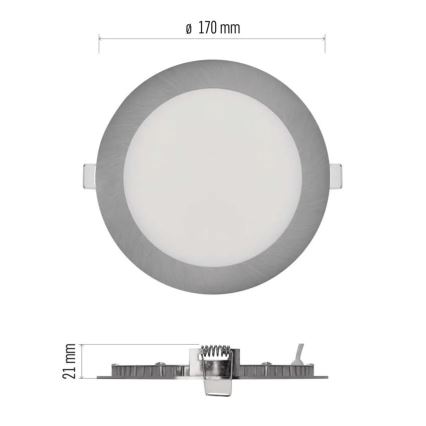 LED-infälld taklampa NEXXO LED/12,5W/230V 3000/3500/4000K silverfärgad Ø 17 cm