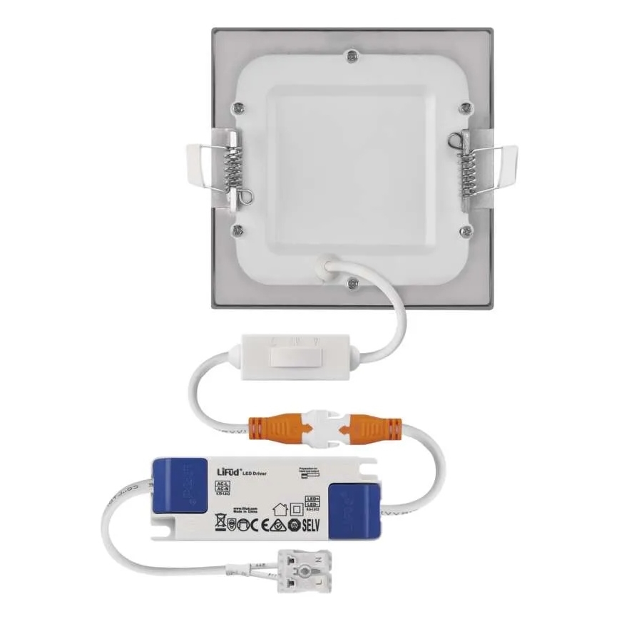LED infälld taklampa NEXXO LED/7W/230V 3000/3500/4000K silverfärgad 12x12 cm
