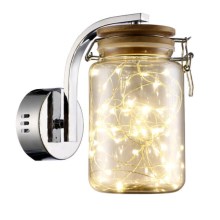 LED JAR LED/5W/230V gyllene/skinande krom/trä