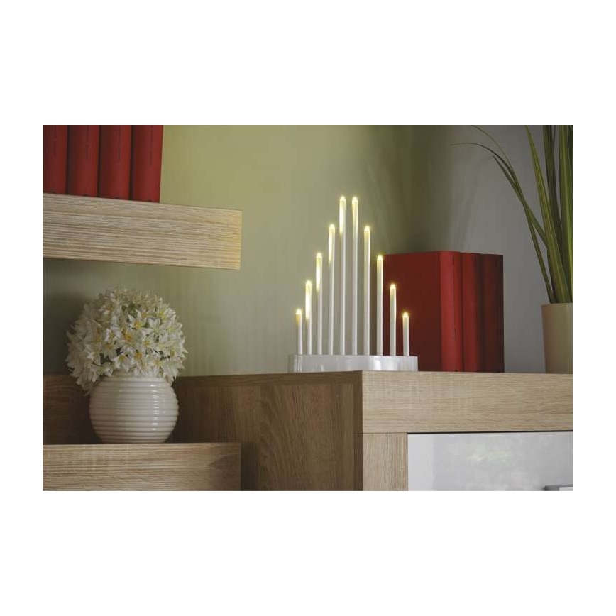 LED jul ljusstake  10xLED/3xAA vit 