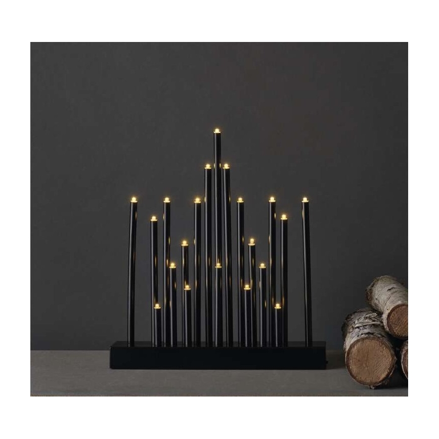 LED jul ljusstake  20xLED/3xAA svart 