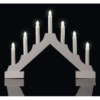 LED jul ljusstake  7xLED/2xAA vit