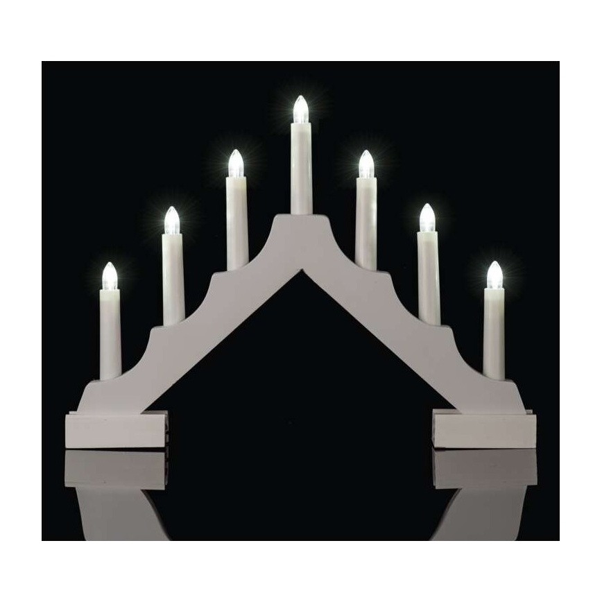 LED jul ljusstake  7xLED/2xAA vit