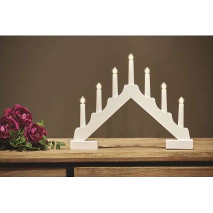 LED jul ljusstake  7xLED/2xAA vit