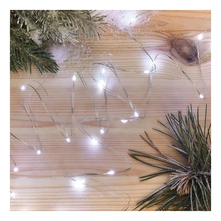 LED Julbelysning 20xLED/2xAA 2,4m kallvit