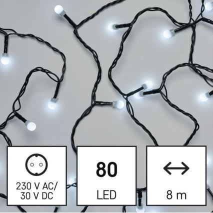LED julbelysning utomhus ljusslinga 80xLED/13m IP44 kallvit