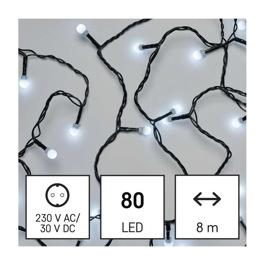 LED julbelysning utomhus ljusslinga 80xLED/13m IP44 kallvit