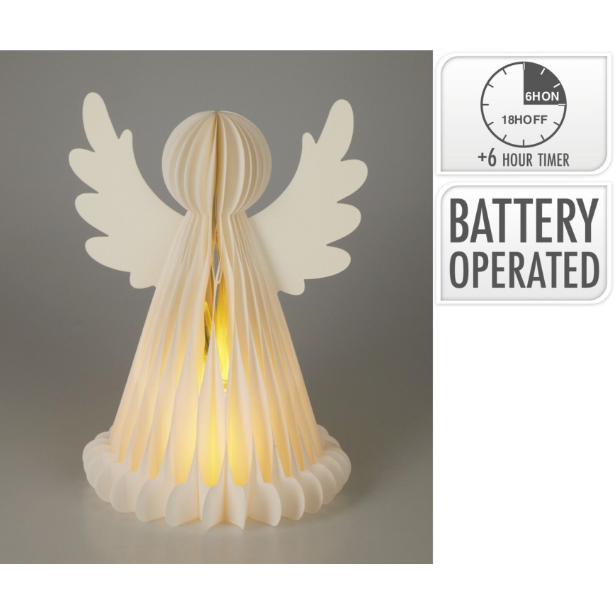 LED-juldekoration 12xLED/3xAA 38 cm varmvit ängel