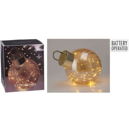 LED juldekoration 20xLED/3xAAA Ø 20 cm varmvit julkula