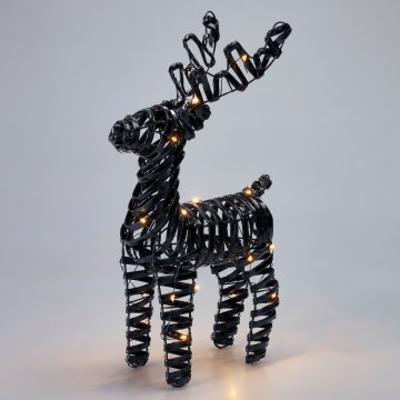 LED juldekoration 30xLED/3xAA 37 cm varmvit ren/svart