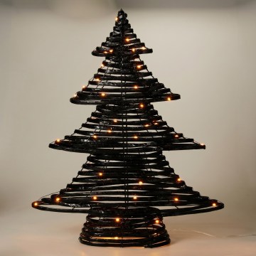 LED juldekoration 60xLED/3xAA 60 cm varmvit julgran/svart