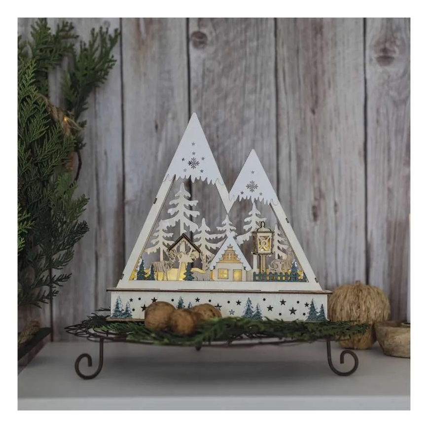 LED juldekoration LED/0,6W/2xAA jullandskap