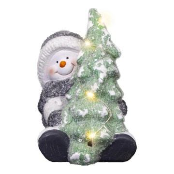 LED juldekoration LED/2xLR44/varm vit snögubbe med ett träd