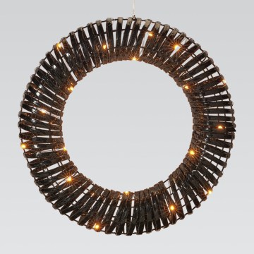 LED-julkrans 30xLED/3xAA Ø 40 cm varmvitt krans/svart