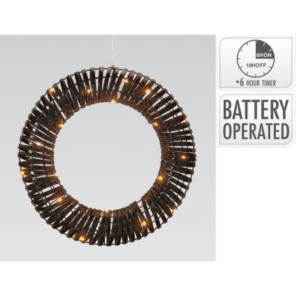 LED-julkrans 30xLED/3xAA Ø 40 cm varmvitt krans/svart