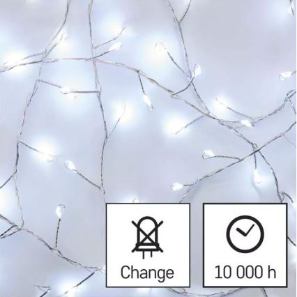 LED-julslinga 100xLED/3xAA 2,7 m kallvit