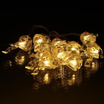 LED julslinga 10xLED/2xAA/varmvit 1,65m snögubbar