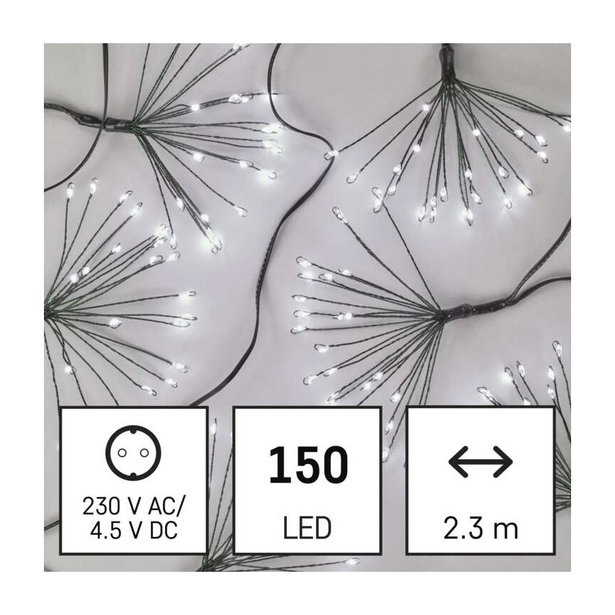 LED-julslinga 150xLED/5,35m kallvit