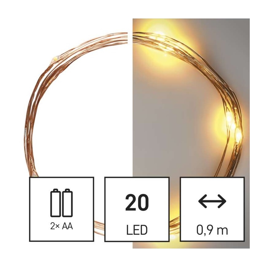 LED julslinga 20xLED/2,4m varmvit