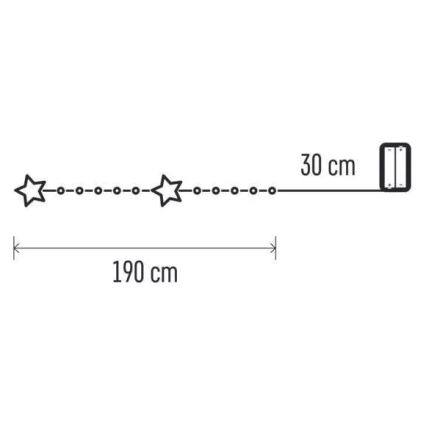 LED julslinga 20xLED/2xAA 2,2 m varmvit