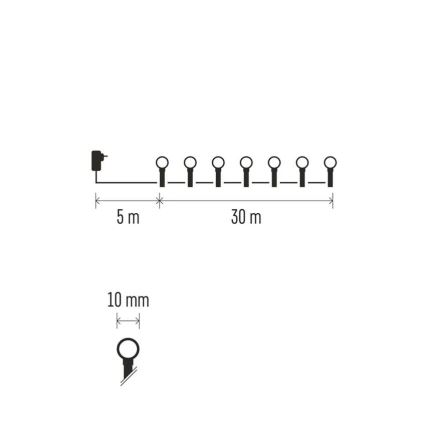 LED-julslinga 300xLED/8 funktioner 35m IP44 varmvit