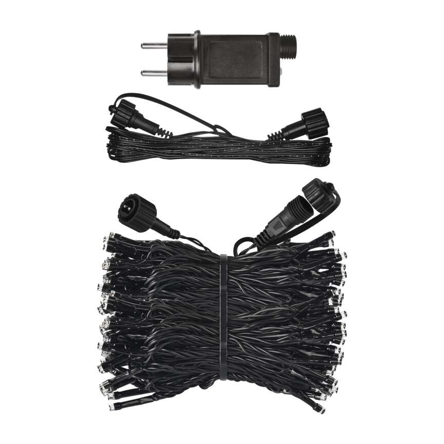 LED-julslinga för utomhusbruk, 100 LED/15 m, IP44, kallvit