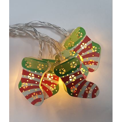 LED julslinga för utomhusbruk 10xLED/2xAA 1,65 m IP44 varmvit julstrumpor