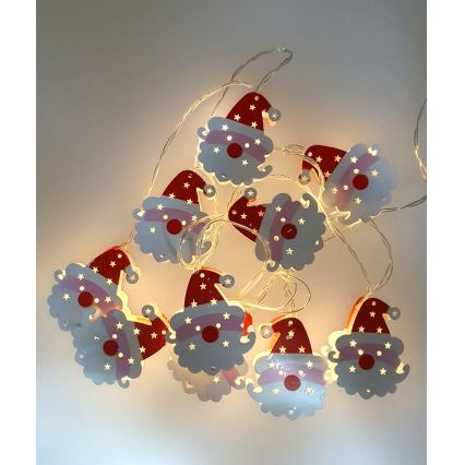 LED julslinga för utomhusbruk 10xLED/2xAA 1,65 m IP44 varmvit Tomte