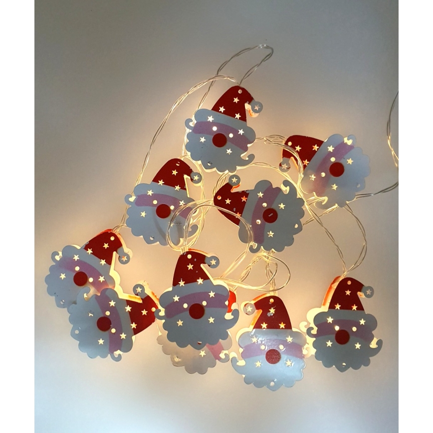 LED julslinga för utomhusbruk 10xLED/2xAA 1,65 m IP44 varmvit Tomte