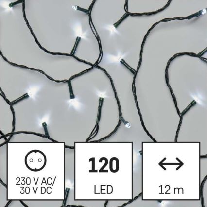 LED-julslinga för utomhusbruk 120xLED/17m IP44 kallvit