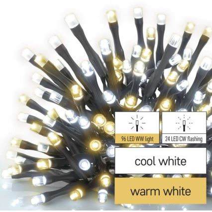 LED julslinga för utomhusbruk 120xLED/2 funktioner 17m IP44 varmvitt/kallvitt